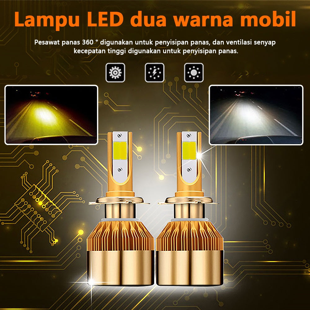 Lampu Led Mobil 2 Warna H4 H11 HB3 9005 HB4 9006 H7