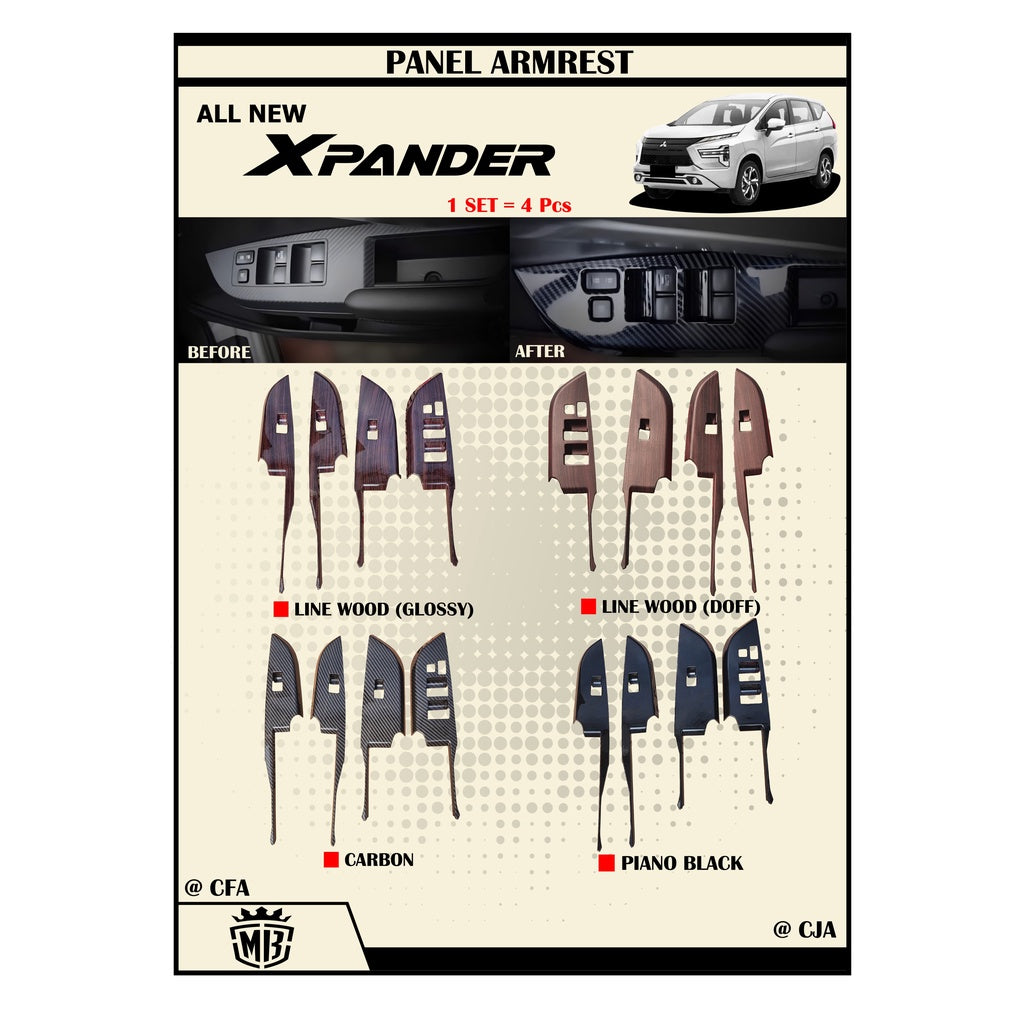 Panel Armrest All New Xpander 2022 Up Wood Carbon Hitam