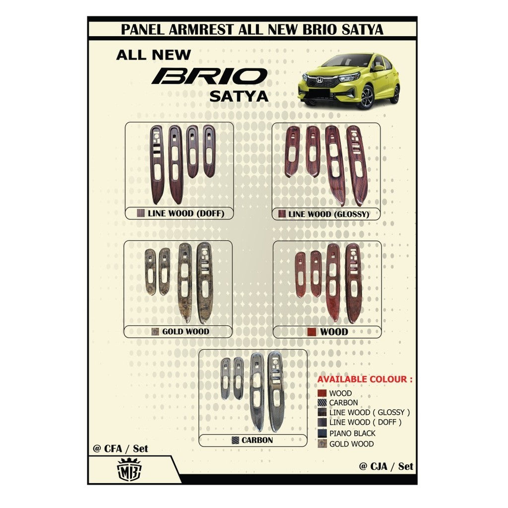 Panel Armrest All New Brio Satya 2018 Up Wood Carbon Hitam