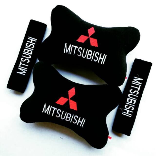 Bantal Mitsubishi / Bantal Mobil Mitsubishi 2 in 1 / Bantal Leher Mobil Universal