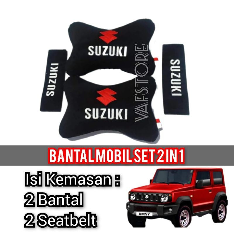 Bantal Suzuki / Bantal Mobil Suzuki 2 in 1 / Bantal Leher Mobil Universal